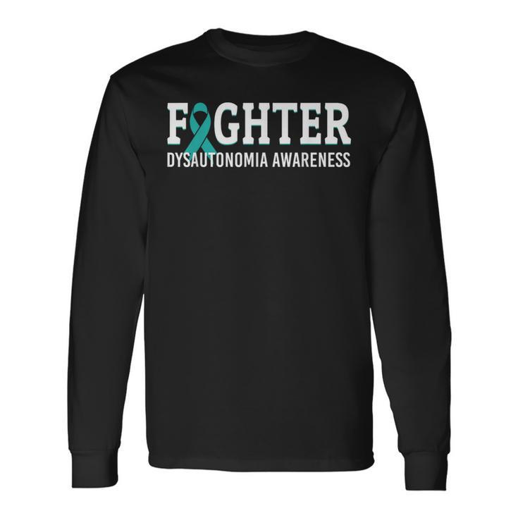 Fighter Dysautonomia Awareness Turquoise Ribbon Warrior Long Sleeve T-Shirt