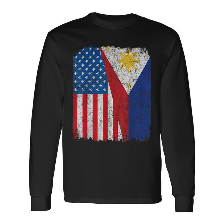 Filipino American Flag Half Usa Philippines Root Proud Long Sleeve T-Shirt