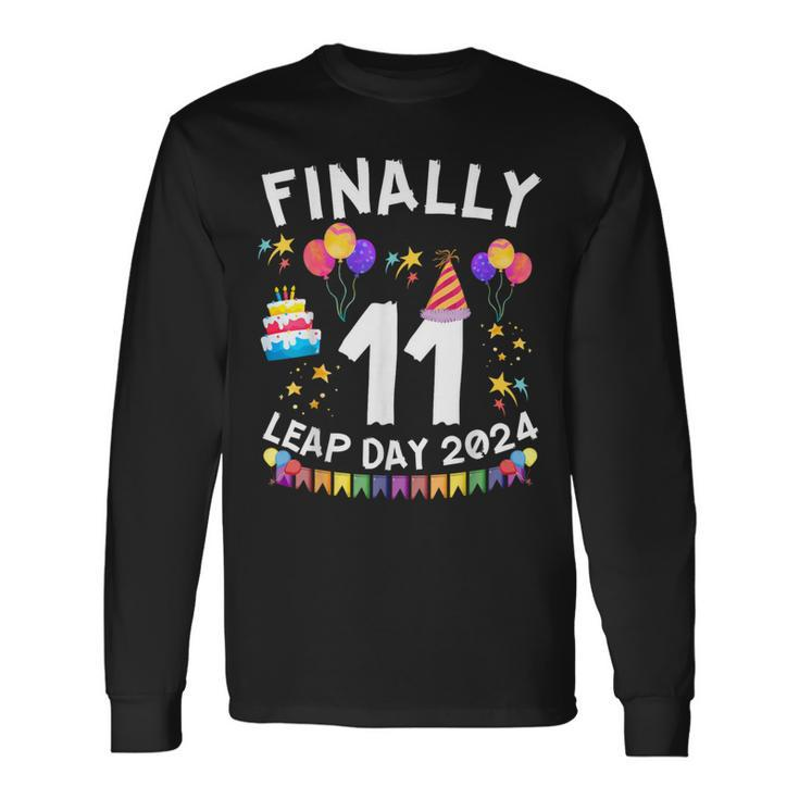 Finally 11 Leap Day 2024 44Th Leap Year Birthday Party Long Sleeve T-Shirt