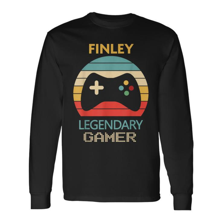 Finley Name Personalised Legendary Gamer Long Sleeve T-Shirt