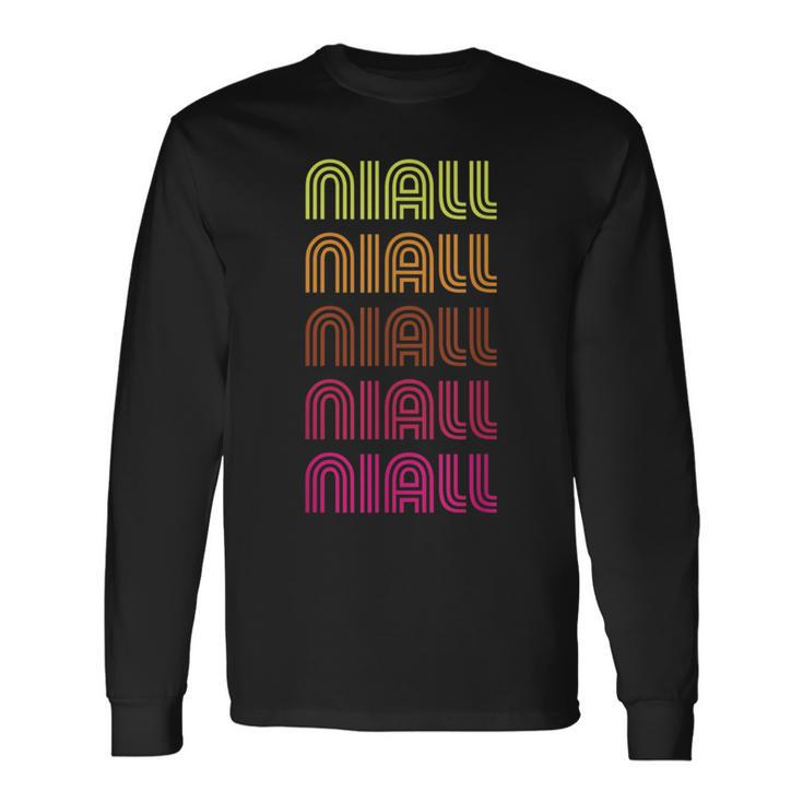 First Name Niall Funky Retro Vintage Disco Long Sleeve T-Shirt
