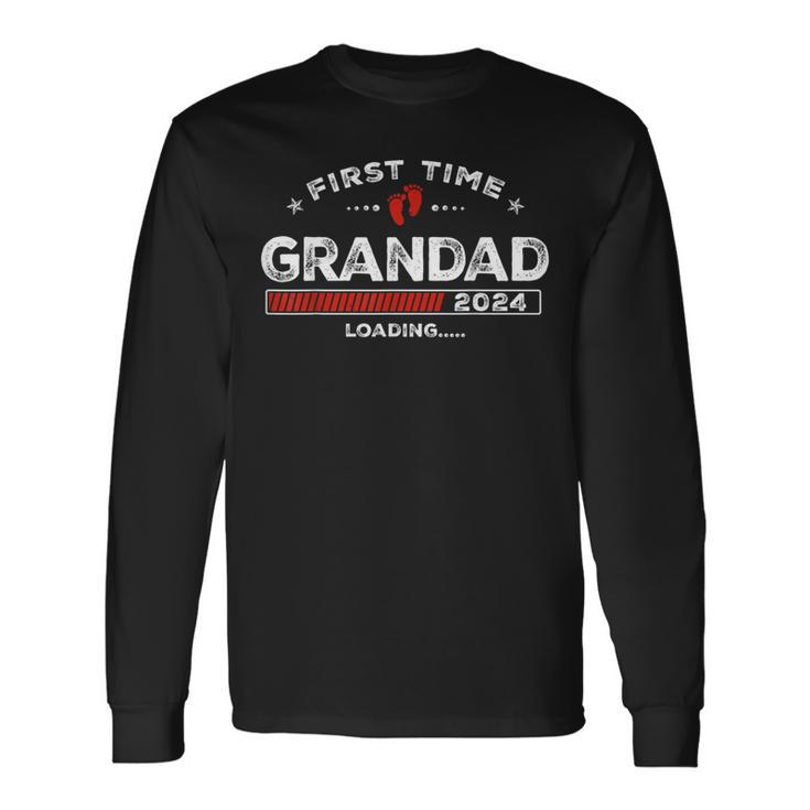 First Time Grandad Est 2024 Loading Soon To Be Dad Grandpa Long Sleeve T-Shirt
