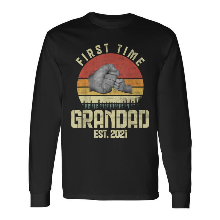 First Time Grandad New Grandad Est 2021 Father's Day Long Sleeve T-Shirt