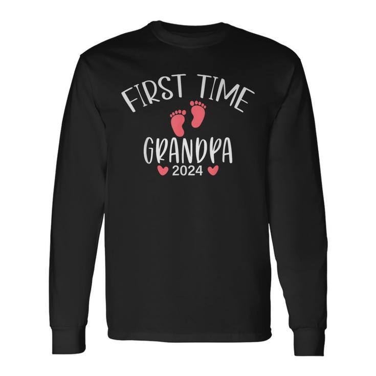 First Time Grandpa 2024 Pregnancy Announcement New Grandpa Long Sleeve T-Shirt
