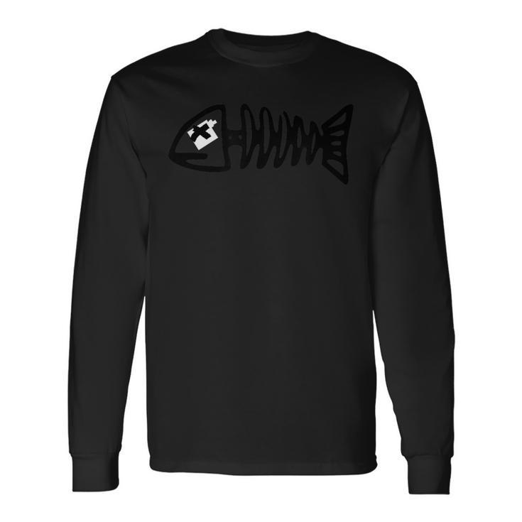 Fish Skeleton Boating Bones Ocean Deep Sea Long Sleeve T-Shirt