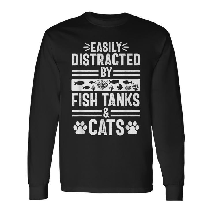 Fish Tank Lover Cat Owner Aquarium Aquarist Men Long Sleeve T-Shirt