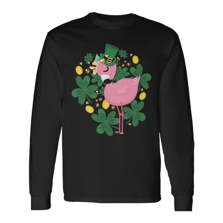 Flamingo St Patrick Day Pink Bird Lover Long Sleeve T-Shirt Gifts ideas
