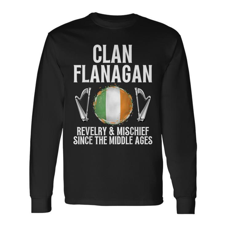Flanagan Surname Irish Family Name Heraldic Celtic Clan Long Sleeve T-Shirt