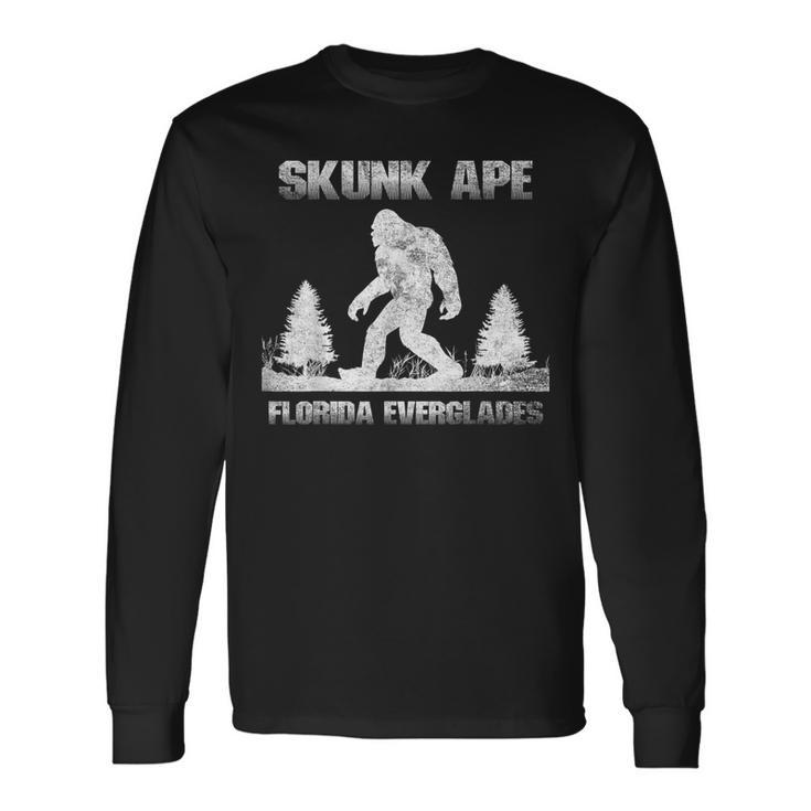 Florida Everglades Skunk Ape Bigfoot Retro Vintage Long Sleeve T-Shirt