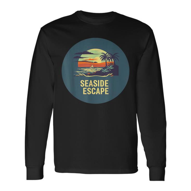 Flucht Am Meer Mit Palmen Und Sonnenuntergang Für Sommerfans Langarmshirts Geschenkideen