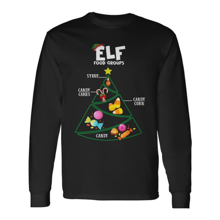 Food Groups Elf Buddy Christmas Pajama Xmas Long Sleeve T-Shirt