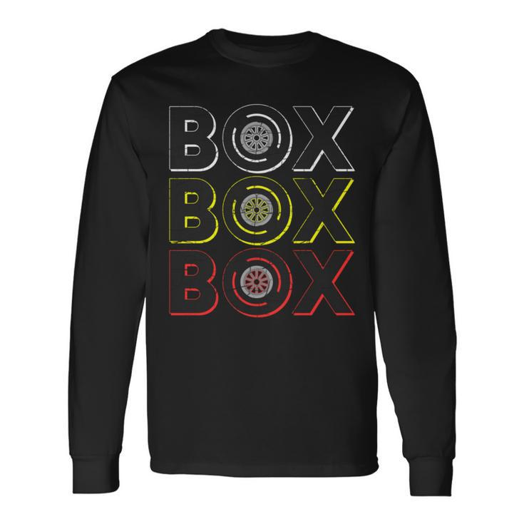 Formula Racing Car Box Box Box Radio Call To Pit Box Vintage Long Sleeve T-Shirt