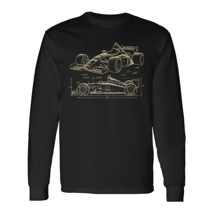 Formula Racing Car Silhouette Mechanic Car Guys Long Sleeve T-Shirt