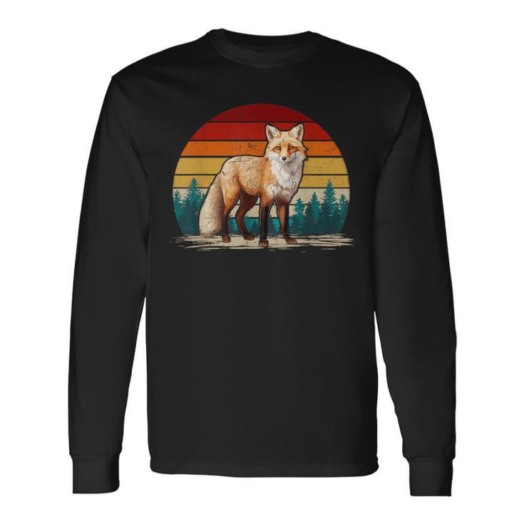 Fox Lover Retro Style Distressed Vintage Fox Long Sleeve T-Shirt