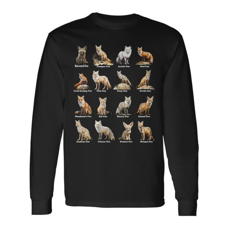 Foxes Of The World Fox Animals Educational Long Sleeve T-Shirt