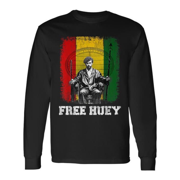 Free Huey Black History & African Roots Afro Empowerment Long Sleeve T-Shirt