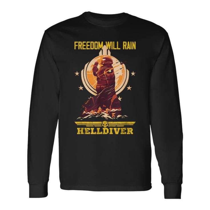 Freedoom Will Rain Game Platform Helldivers Hero For Men Long Sleeve T-Shirt