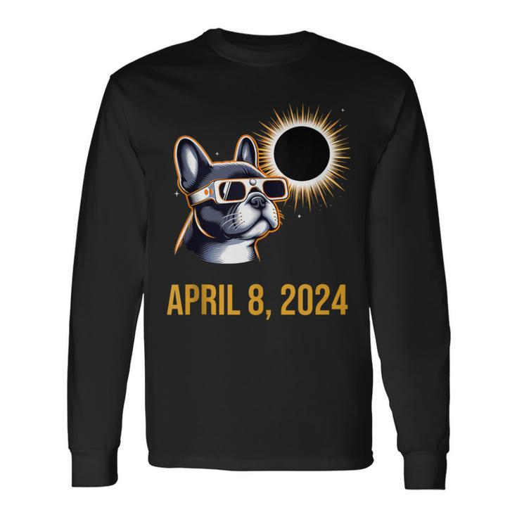 French Bulldog America 2024 Total Solar Eclipse Accessories Long Sleeve T-Shirt