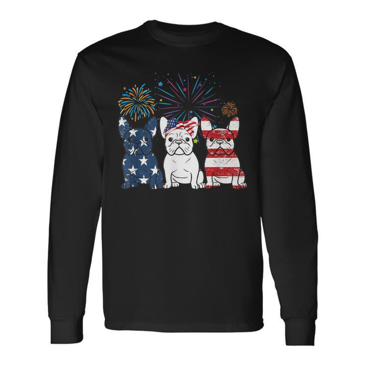 French Bulldog American Flag 4Th Of July Independence Day Long Sleeve T-Shirt