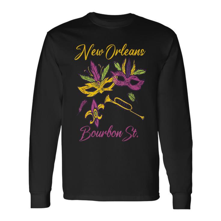 French New Orleans Mardi Gras Souvenir Bourbon Street Long Sleeve T-Shirt