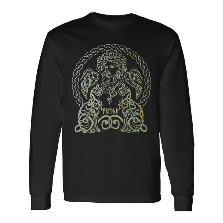 Freya Goddess Freyja Viking Norse Mythology Celtic Vintage Long Sleeve T-Shirt