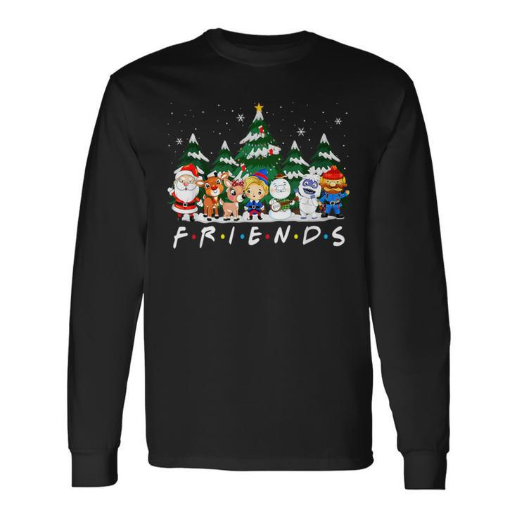 Friends Christmas Santa Rudolph Snowman Family Pajama Xmas Long Sleeve T-Shirt