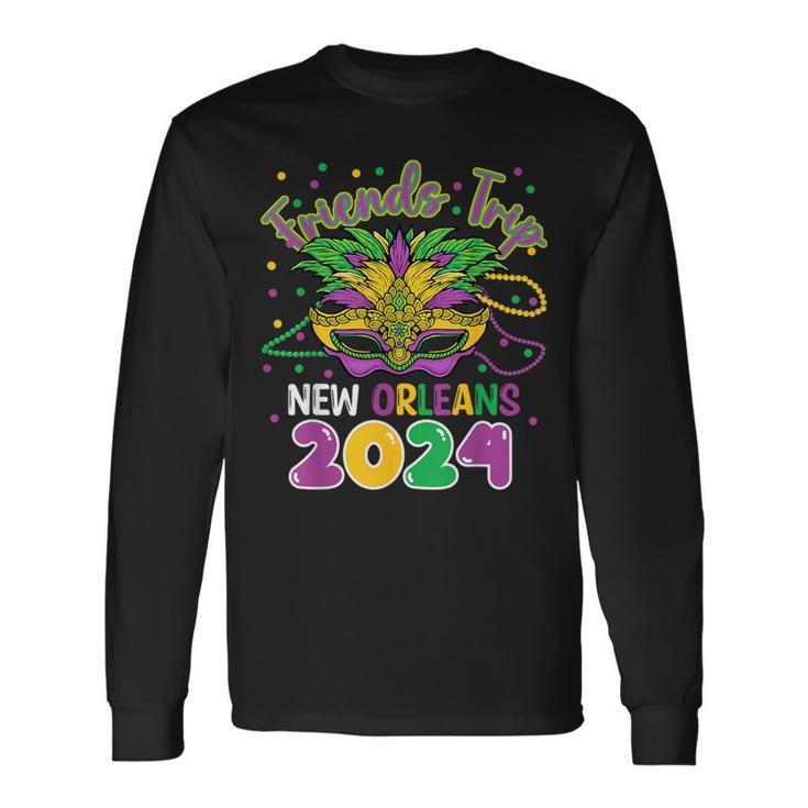 Friends Trip New Orleans 2024 Mardi Gras Masked Long Sleeve T-Shirt