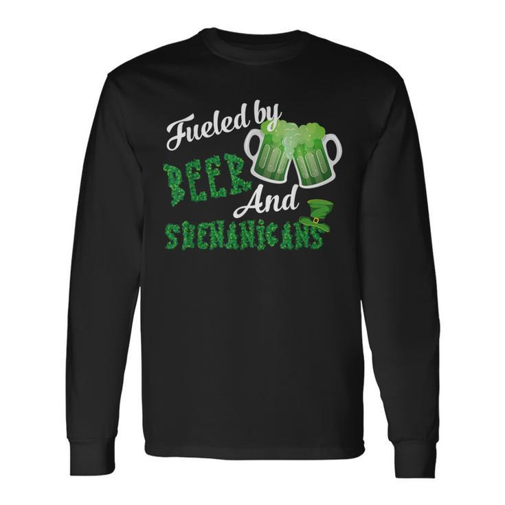 Fueled By Beer And Shenanigans St Patricks Day Beer Long Sleeve T-Shirt Gifts ideas