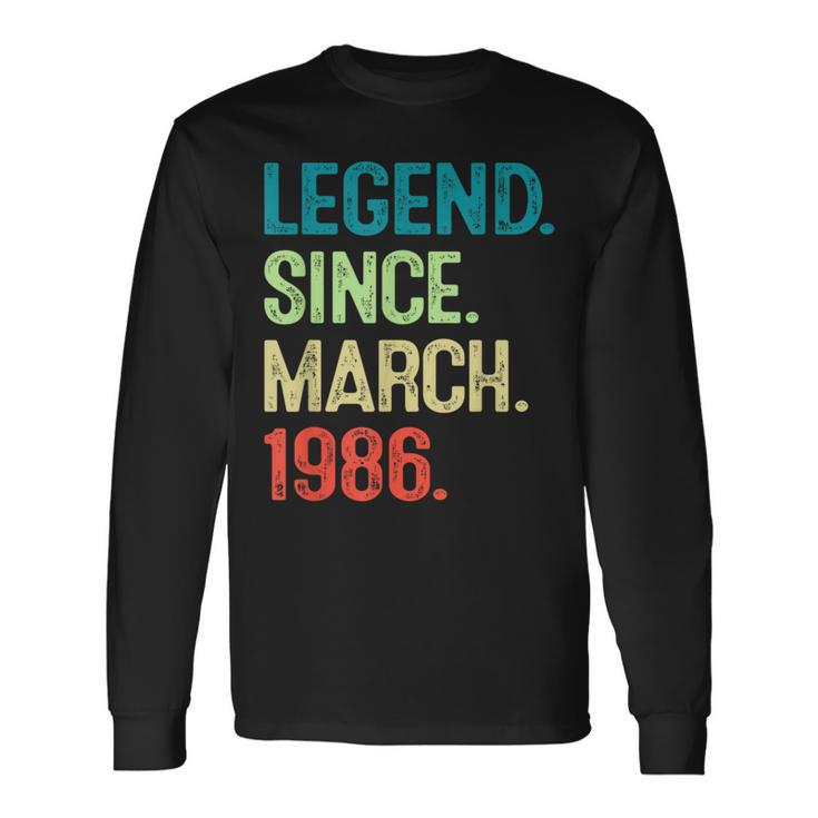 38 Year Old Vintage March 1986 38Th Birthday Long Sleeve T-Shirt