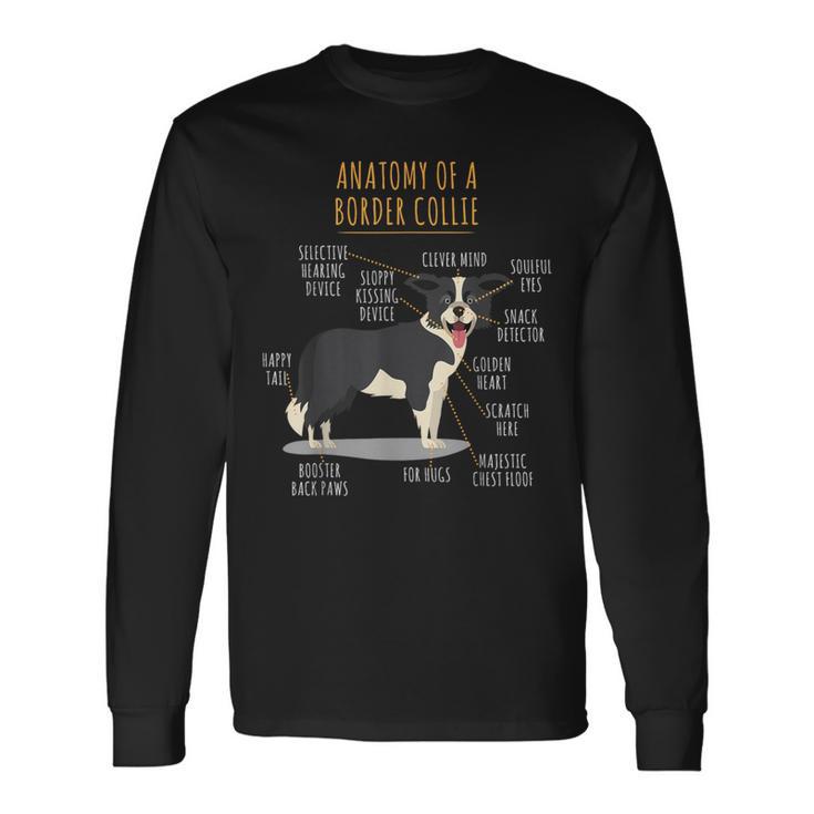 Anatomy Of A Border Collie Intelligent Dog Breed Long Sleeve T-Shirt