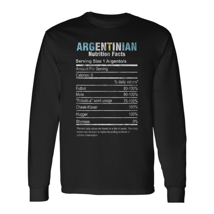 Argentinian Nutrition Facts Argentina Argentine People Long Sleeve T-Shirt
