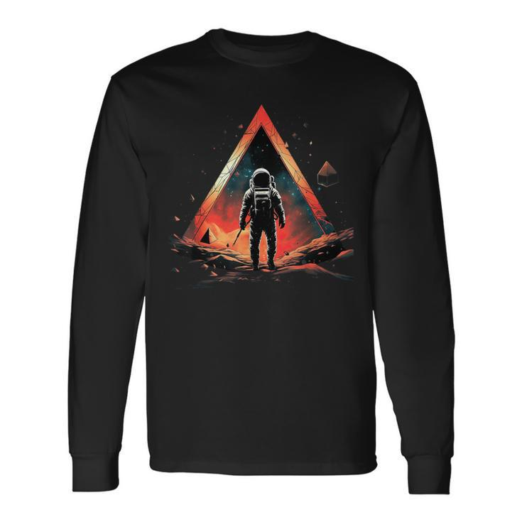 Astronaut With Planets In Solar System Spaceman Long Sleeve T-Shirt