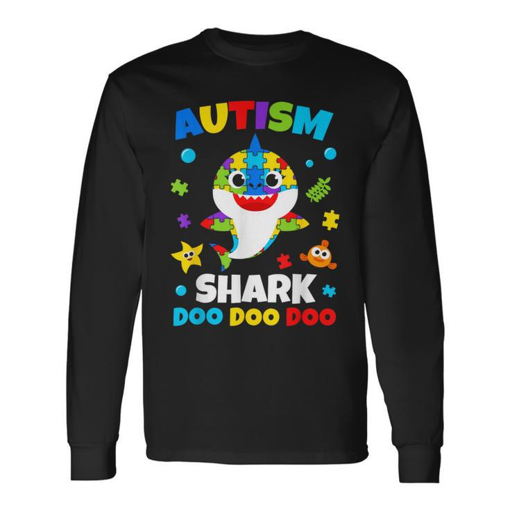 Autism Shark Puzzle Awareness Day Cute For Boys Girls Long Sleeve T-Shirt