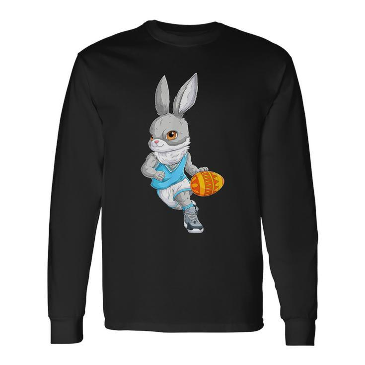 Basketball Player Happy Easter Bunny Holding Egg Long Sleeve T-Shirt