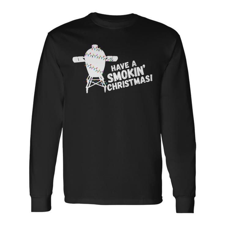 Bbq Christmas Green Egg Smoker Holiday Long Sleeve T-Shirt