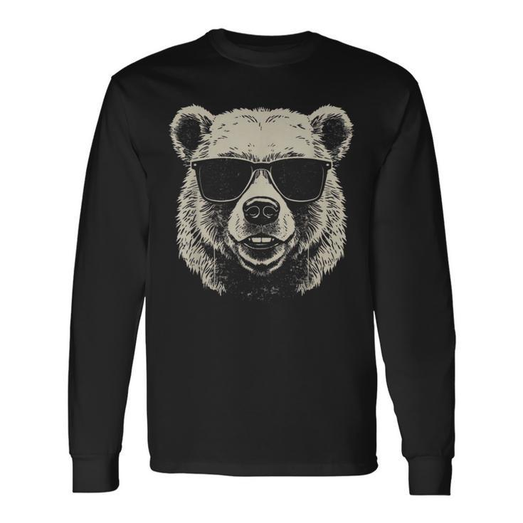 Bear Cool Stencil Punk Rock Long Sleeve T-Shirt