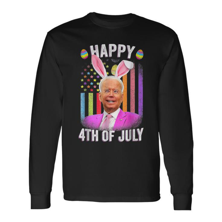 Biden Happy 4Th Of July Confused Easter Biden Bunny Long Sleeve T-Shirt