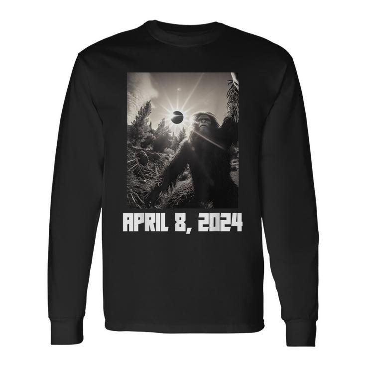 Bigfoot Sasquatch Total Solar Eclipse 2024 Long Sleeve T-Shirt