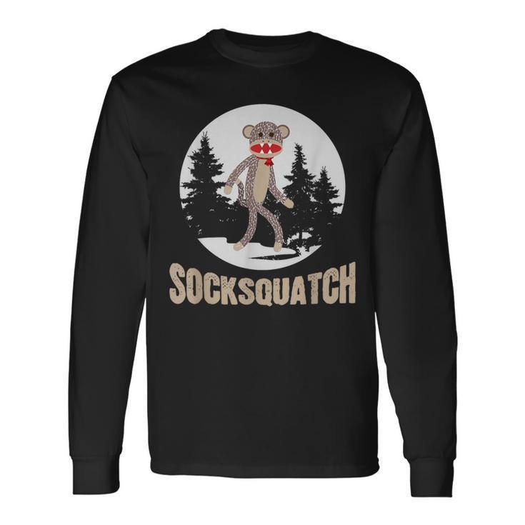 Bigfoot Sighting Sock Monkey Sasquatch Socksquatch Long Sleeve T-Shirt