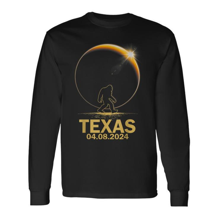 Bigfoot Total Solar Eclipse 4082024 Texas Long Sleeve T-Shirt