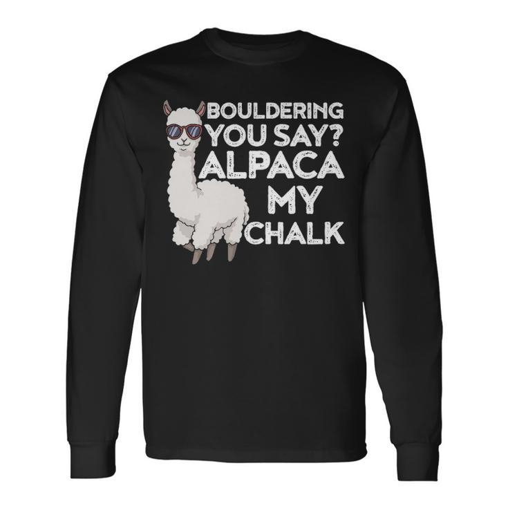 Bouldering Alpaca Cute Alpaca Rock Climber Long Sleeve T-Shirt