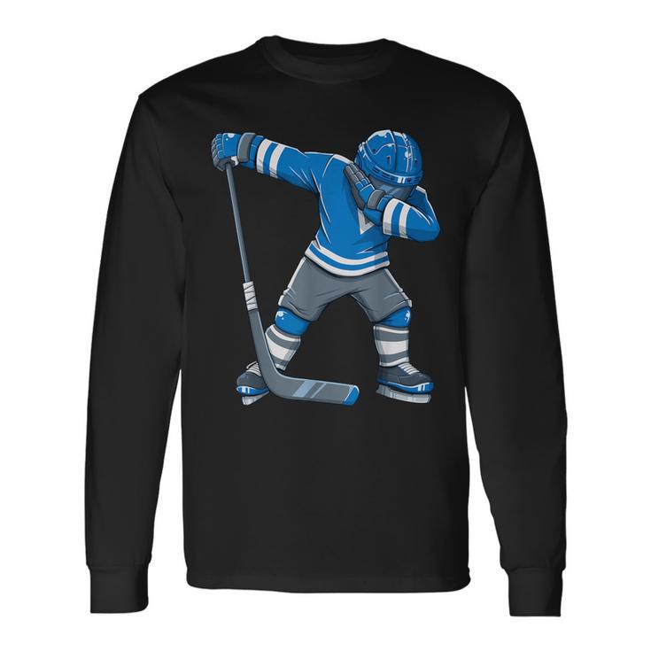 Boy Kid Ice Hockey Dab Apparel Dabbing Player Youth Long Sleeve T-Shirt