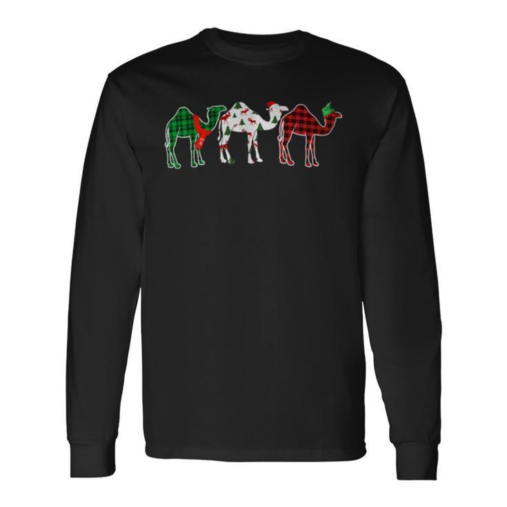 Camel Xmas Tree Lights Red Plaid Christmas Long Sleeve T-Shirt Gifts ideas