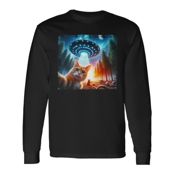 Cat Selfie With Ufos And Aliens Long Sleeve T-Shirt Gifts ideas