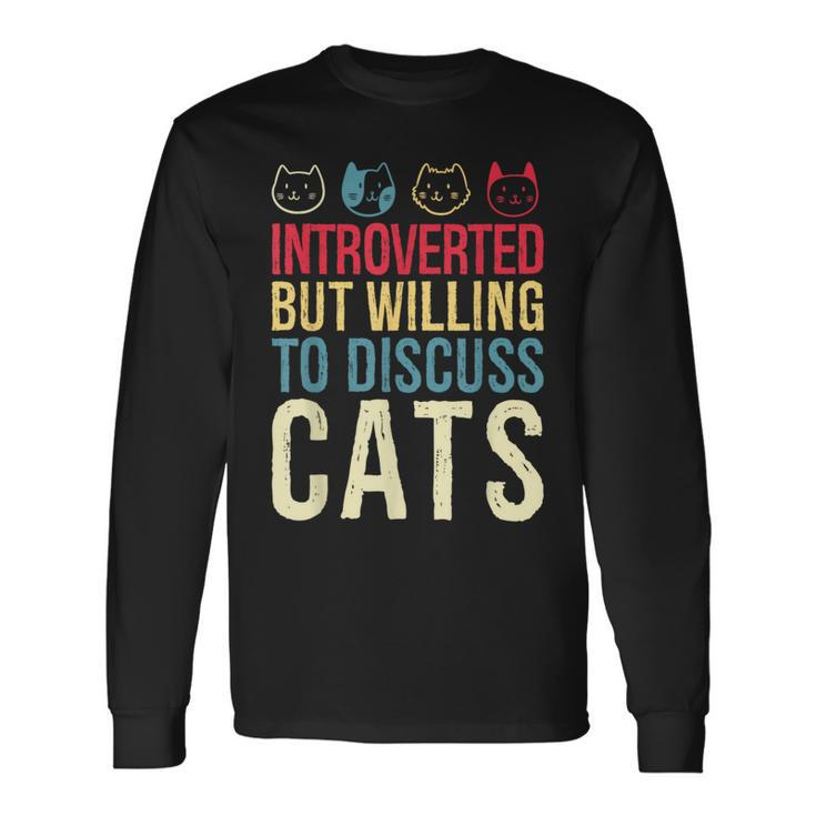 Cat Shy Person Cat Lover Introvert Cat Long Sleeve T-Shirt