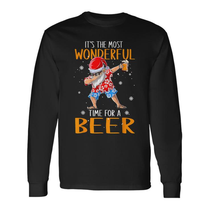 Christmas In July Santa Hawaiian Wonderful Beer Lover Long Sleeve T-Shirt Gifts ideas