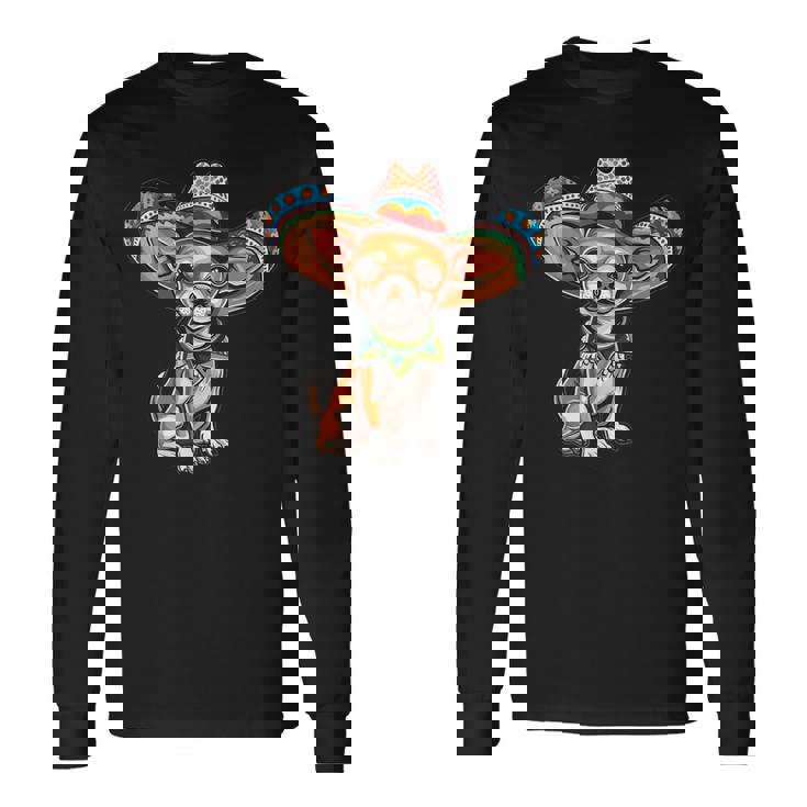 Cinco De Mayo Chihuahua Graphic Long Sleeve T-Shirt