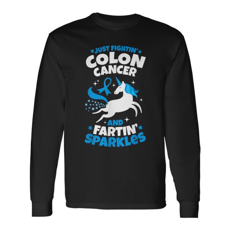 Colon Cancer Fighter Fighting Unicorn Quote Idea Long Sleeve T-Shirt