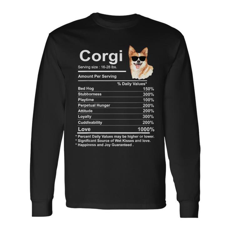 Corgi Facts Nutrition Cardigan Pembroke Corgi Mom Long Sleeve T-Shirt