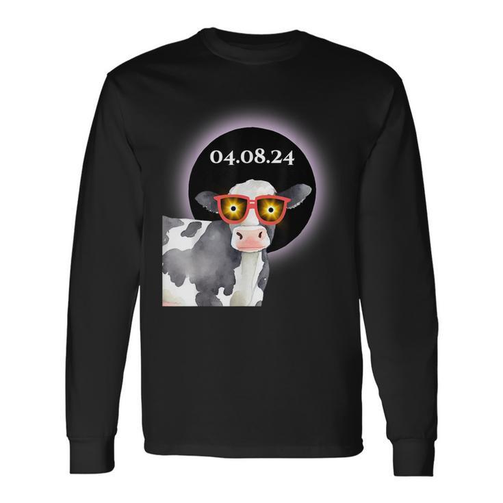 Cow Total Solar Eclipse 040824 Cute Souvenir Long Sleeve T-Shirt